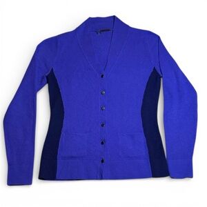 Elie Tahari 100% Cashmere Purple & Navy Women's Cardigan sz S